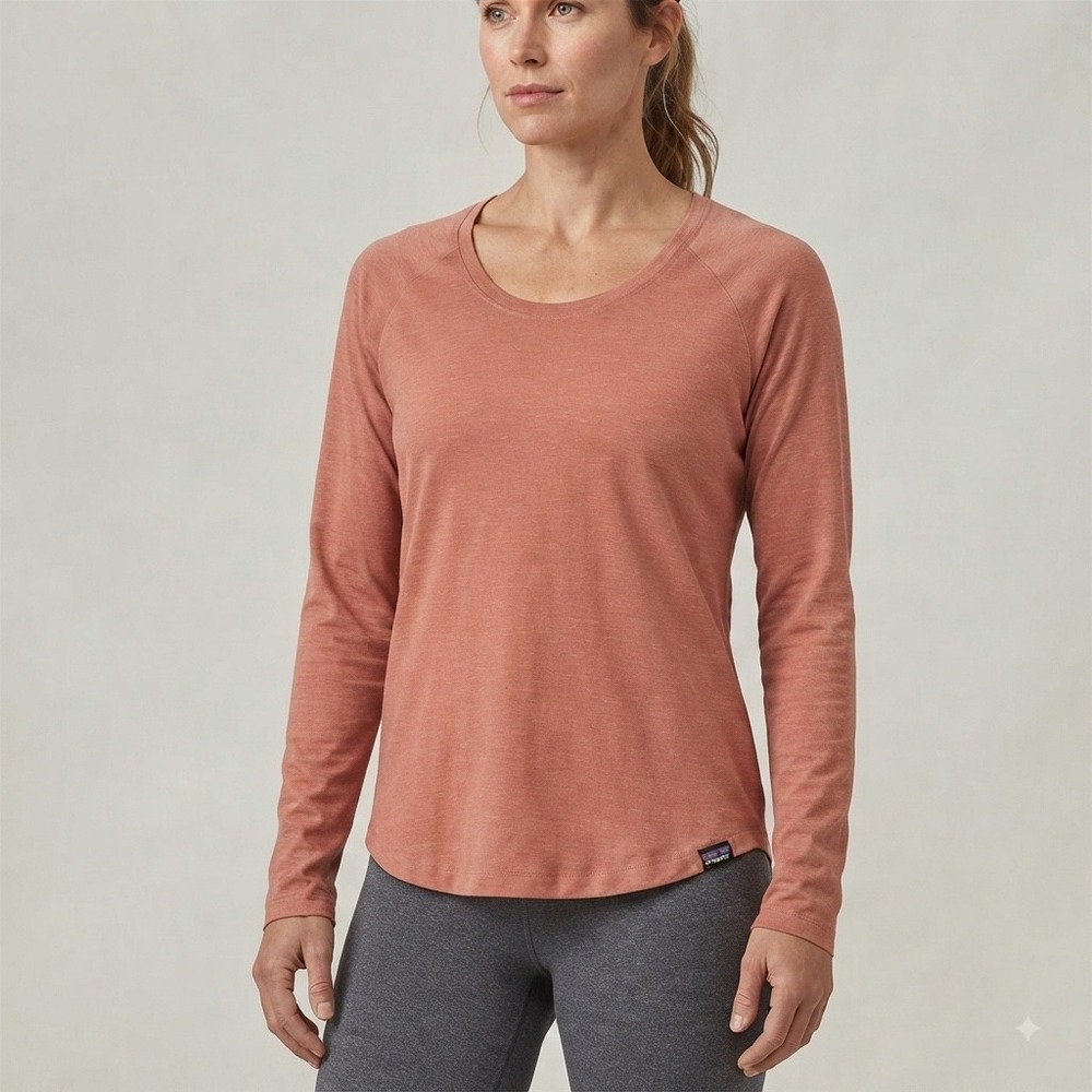 Patagonia Capilene Cool Trail Long Sleeve Shirt Pink Terracotta Outdoor Active L
